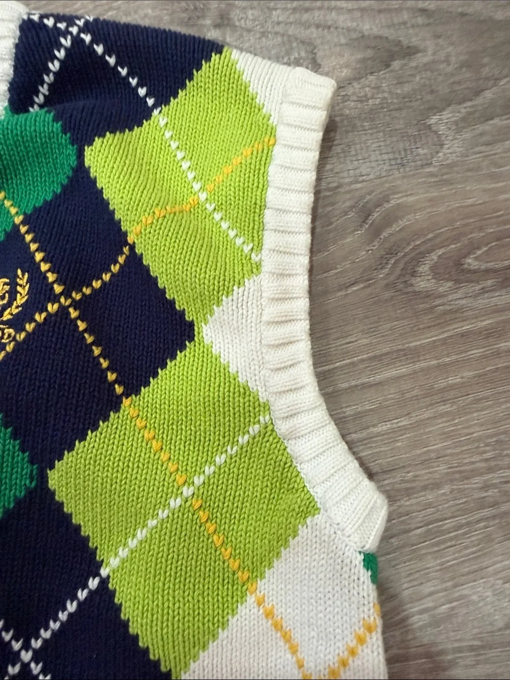 Izod Green, Navy & White Argyle V-Neck Sweater Vest